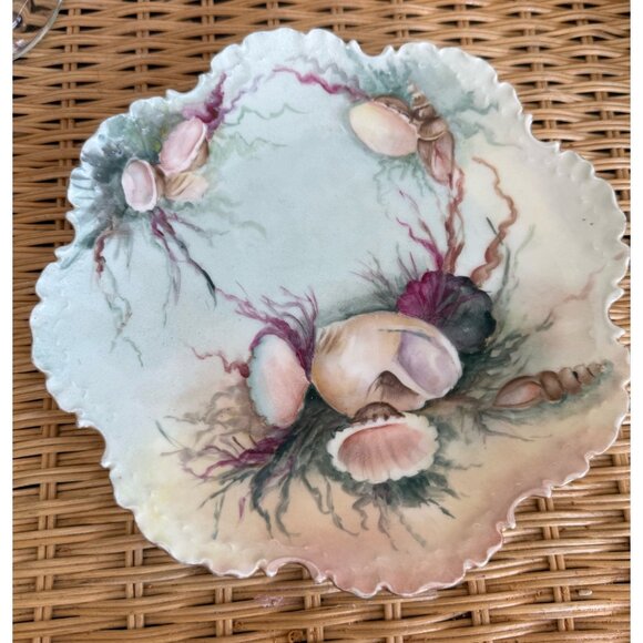 Antique 1910s Rosenthal Monbijou Hand-Painted Seashells Coral Porcelain Plate 9" - Picture 11 of 11